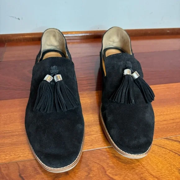 Franco Sarto Womens Hadden Black Suede Tassle Loafer - Picture 2 of 11